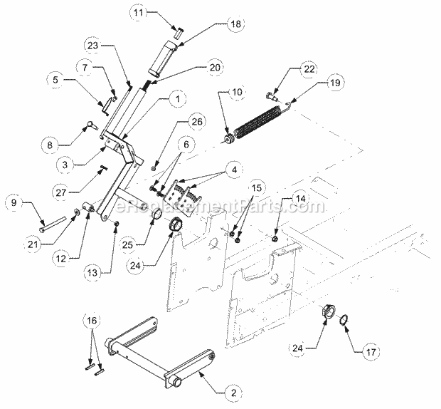 Implement Lift Handle Diagram and Parts List for GT2521-48 13A-278M710 Cub Cadet Lawn Tractor